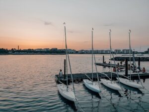 Sonnenuntergang am Hafen in Kopenhagen