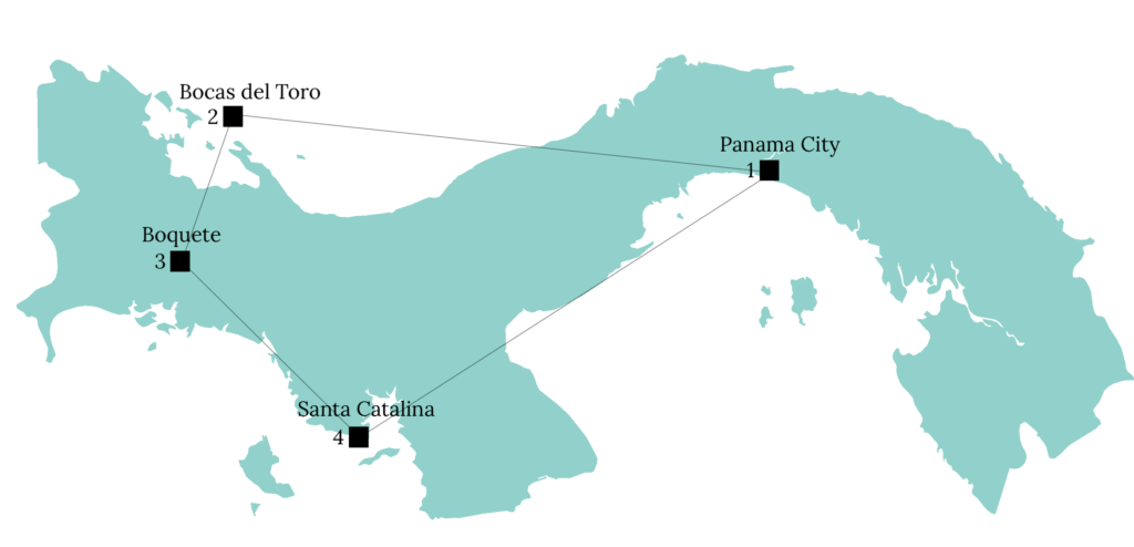 Panama Rundreise Route