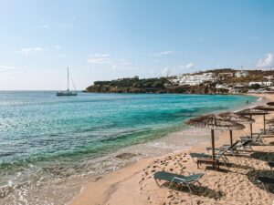 Mykonos Sehenswürdigkeiten: Agios Stefanos Beach.
