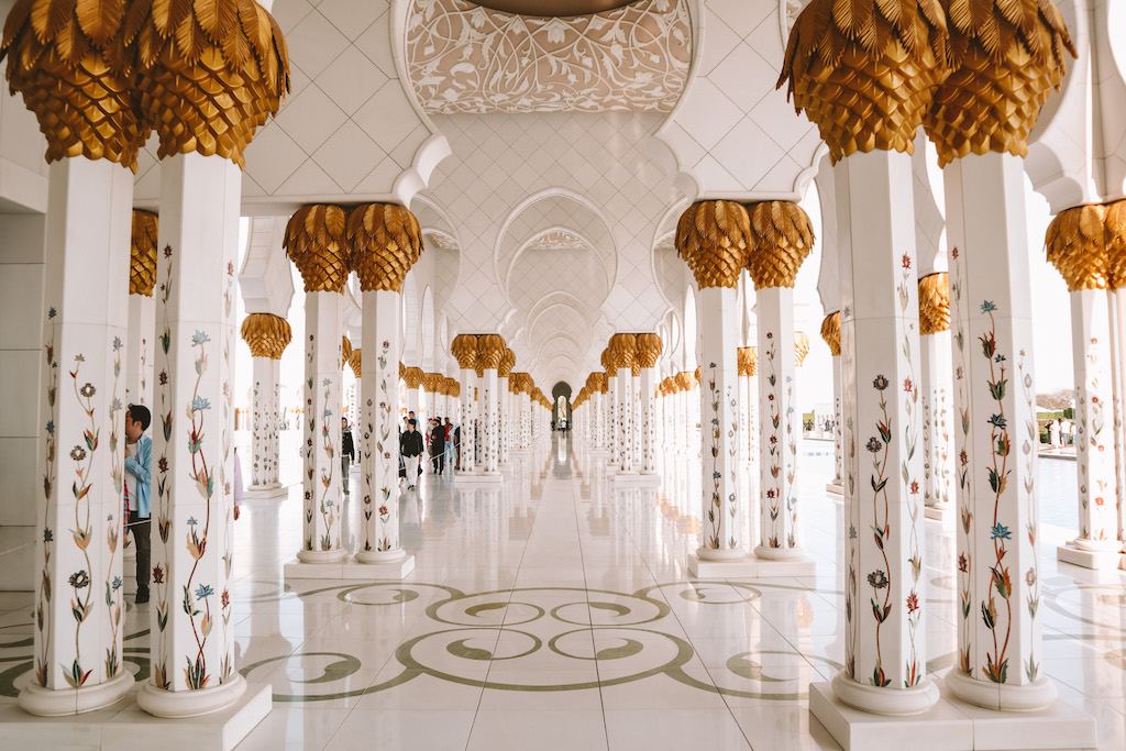 Verzierte Säulen in der Sheikh Zayed Moschee, Abu Dhabi